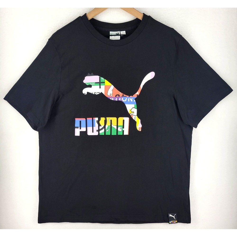 PUMA International Cat Tee Mens XL Black Cotton Graphic T-Shirt Streetwear